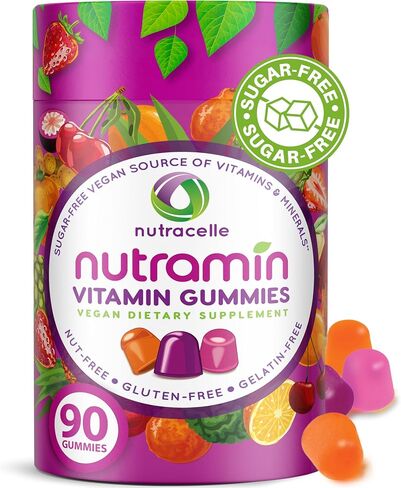 Nutramin Daily Vegan Keto Multivitamin Gmumies Non GMO Vitamin C ، D + Zinc for Plant ، خالية من السكر ، خالية من الجوز ، خالية من الغلوتين ، البيوتين ، فيتامين A ، B ، B6 ، B12 وأكثر 90 ، 45 يومًا in Saudi Arabia