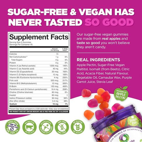 Nutramin Daily Vegan Keto Multivitamin Gmumies Non GMO Vitamin C ، D + Zinc for Plant ، خالية من السكر ، خالية من الجوز ، خالية من الغلوتين ، البيوتين ، فيتامين A ، B ، B6 ، B12 وأكثر 90 ، 45 يومًا in Saudi Arabia