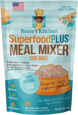 خلاطات وجبة SuperfoodPLUS للكلاب، لحوم البقر، 5 أونصة من طعام الكلاب، البروبيوتيك، البريبايوتكس، صحة المفاصل والأمعاء. مرق مرق العظام للأغذية الجافة - أكلة يصعب إرضاؤها، السلالات الكبيرة والصغيرة in Kuwait