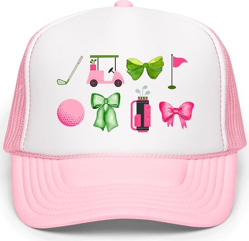 Girly Golf Themed Graphics Women's Hat Classic 5 Panel Mesh Snap Back Trucker Hat in Saudi Arabia