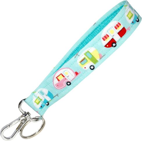 حزام مفتاح التخييم - سلسلة مفاتيح التخييم الوردي - مقطورات تخييم - هدية تخييم RV - - حلقة 1 × 6 بوصة - محفظة لطيفة أو حزام محفظة - مصنوعة يدويًا بواسطة Green Acorn Kitchen in Kuwait