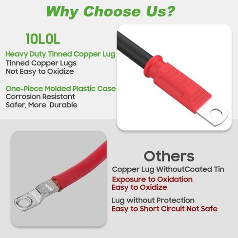 10L0L Golf Cart Battery Cables 4 Gauge for Yamaha G2 G8 G9 36V, Golf Cart Club Car DS 95+ 48V, Club Car DS 1981+ 36V, Welding Battery Pure Copper Flexible Cable with Terminal Connector in Saudi Arabia
