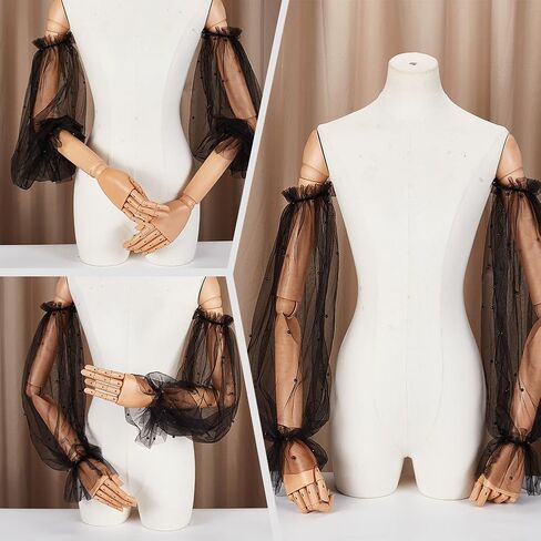 AHANDMAKE Pearl Wedding Sleeves, Nylon Removable Mesh Puff Sleeve, Arm Sleeves for Wedding Dresses Sweater Prom Opera Party in Saudi Arabia