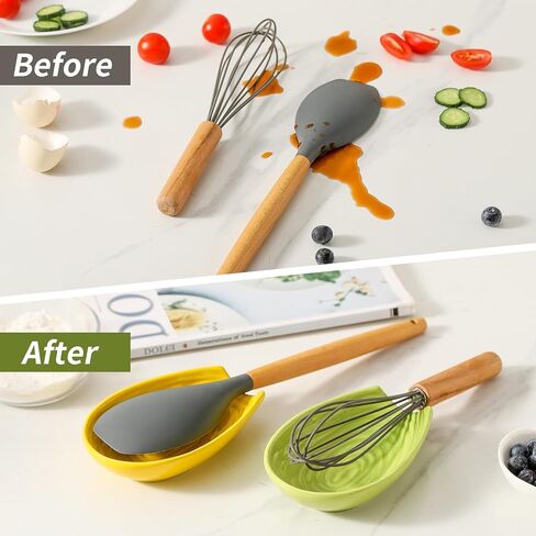 مسند ملعقة سيراميك من هاسينس لعداد المطبخ، حامل ملعقة بورسلين أزرق مقاس 5.7 بوصة للطبخ في المزرعة ومسند ملعقة قهوة للموقد، قطعة واحدة in Kuwait