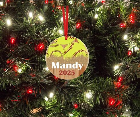 Softball Ornament Girl for Christmas Tree, Gift Player Team Teen Coach 2024 (Year Only) in Kuwait