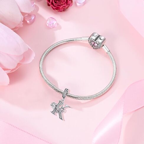 Suitable for Pandora Bracelet Letter Charms, Romantic Rose Charms, Jewelry Gifts for Yourself, Mom, Daughter, Girlfriends in Kuwait