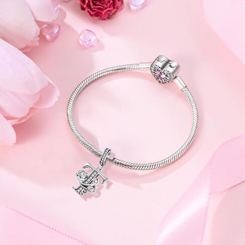 Suitable for Pandora Bracelet Letter Charms, Romantic Rose Charms, Jewelry Gifts for Yourself, Mom, Daughter, Girlfriends in Kuwait