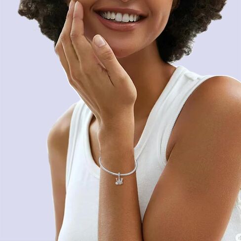 Lnqobu أكمل A ~ z alphabet Charm Letter Beads ، Solid 925 Sterling Silver with Cabic Stones Rose Charm يناسب أساور Pandora Women Getlace in Kuwait