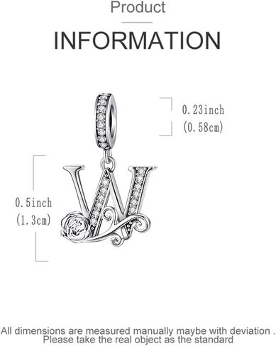 Lnqobu أكمل A ~ z alphabet Charm Letter Beads ، Solid 925 Sterling Silver with Cabic Stones Rose Charm يناسب أساور Pandora Women Getlace in Kuwait