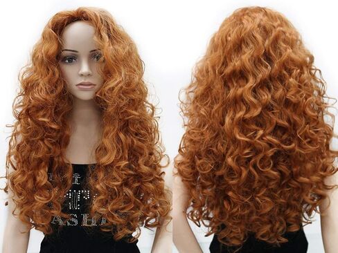 Onedor Long Hair Curly Wavy Full Head Halloween Wigs Cosplay Costume Party Hair Wigs (130A-Fox Red) in Kuwait