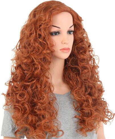 Onedor Long Hair Curly Wavy Full Head Halloween Wigs Cosplay Costume Party Hair Wigs (130A-Fox Red) in Kuwait