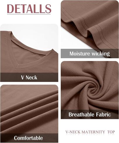 Ficerd 3 Pack Women's Maternity Shirts V Neck Half Sleeve Tops Tunic Cotton Side Ruched Pregnancy Clothes Casual Tee Blouse in Kuwait