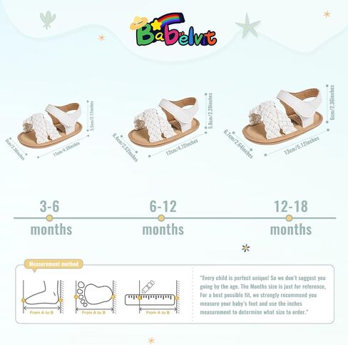 Babelvit Infant Baby Girl Boy Sandals Comfort Premium Summer Outdoor Casual Beach Shoes with Flower Bowknot Anti Slip Rubber Sole Newborn Toddler Prewalker First Walking Shoes in Saudi Arabia