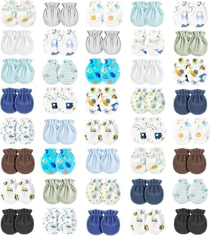 Geyoga Newborn Baby Mittens No Scratch Mittens Soft Elastic Infant Baby Gloves Mittens for 0-6 Months Baby(Lovely Style, 40 Pairs) in Saudi Arabia