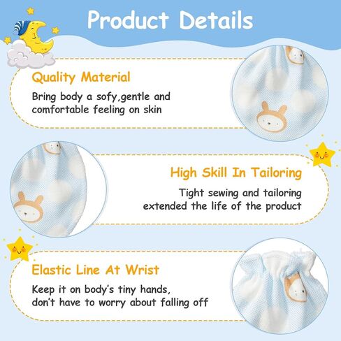 Geyoga Newborn Baby Mittens No Scratch Mittens Soft Elastic Infant Baby Gloves Mittens for 0-6 Months Baby(Lovely Style, 40 Pairs) in Saudi Arabia