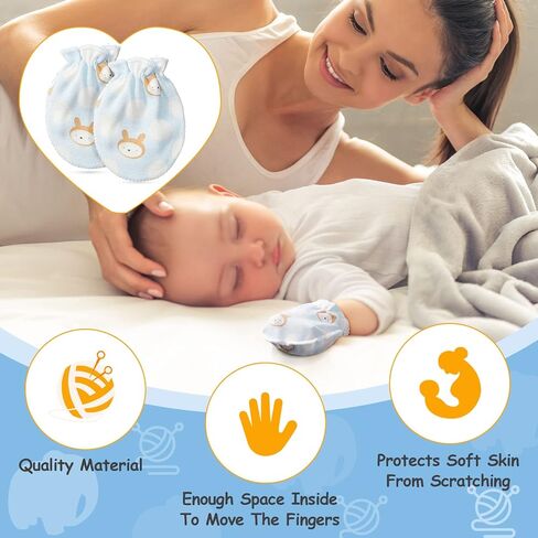 Geyoga Newborn Baby Mittens No Scratch Mittens Soft Elastic Infant Baby Gloves Mittens for 0-6 Months Baby(Lovely Style, 40 Pairs) in Saudi Arabia
