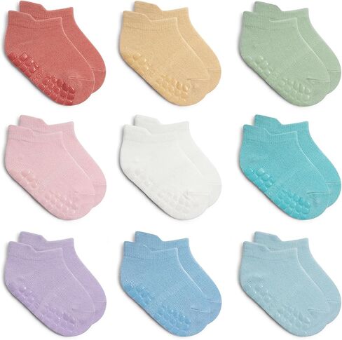 جوارب كاحل غير قابلة للانزلاق مع قبضة (9 زوج) لمدة 0 شهرا إلى 7 سنوات الجوارب المشي in Kuwait