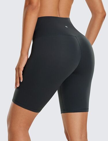 شورت CRZ YOGA للسيدات Butterluxe Biker مقاس 8 بوصات - شورت عالي الخصر للتمرين والجري وكرة الطائرة واليوجا من الألياف اللدنة باللون الأخضر الزيتوني مقاس كبير in Kuwait