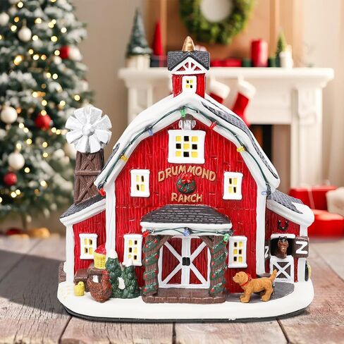 Vipush Christmas Village House Charring Christmas Ceramic Drummond Ranch Decoration with Lights - Perfect Mienumn Holiday Concliece لديكرك الاحتفالي in Saudi Arabia