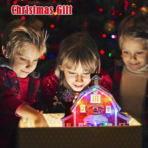 Vipush Christmas Village House Charring Christmas Ceramic Drummond Ranch Decoration with Lights - Perfect Mienumn Holiday Concliece لديكرك الاحتفالي in Saudi Arabia