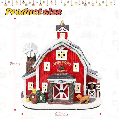 Vipush Christmas Village House Charring Christmas Ceramic Drummond Ranch Decoration with Lights - Perfect Mienumn Holiday Concliece لديكرك الاحتفالي in Saudi Arabia