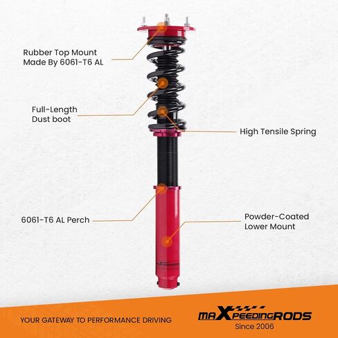 MaxPeedingrods Coilovers لـ Benz S-Class W220 2000-2006 ، لـ Benz S430 S500 2000-2006 ، 24 مستويات قابلة للتعديل قابلة للتعديل. in Saudi Arabia