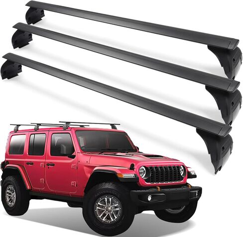 330lbs Heavy Duty Roof Racks 3PCS Fit for Jeep Wrangler JK JL Gladiator JT 2007-2025 Hard Top 2 & 4 Door W/Anti-Theft Lock Cross Bars for Tent Travel Bike Kayak Snowboard in Saudi Arabia