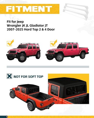 330lbs Heavy Duty Roof Racks 3PCS Fit for Jeep Wrangler JK JL Gladiator JT 2007-2025 Hard Top 2 & 4 Door W/Anti-Theft Lock Cross Bars for Tent Travel Bike Kayak Snowboard in Saudi Arabia