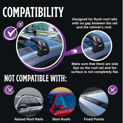 إركول سقف رف قضبان كروس لبويك إنف 2013-2022 | أشرطة الألومنيوم مع قفل مكافحة السرقة للسطح | متوافق مع قضبان التدفق - الفضة in Kuwait