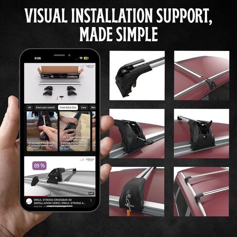 إركول سقف رف قضبان كروس لبويك إنف 2013-2022 | أشرطة الألومنيوم مع قفل مكافحة السرقة للسطح | متوافق مع قضبان التدفق - الفضة in Kuwait