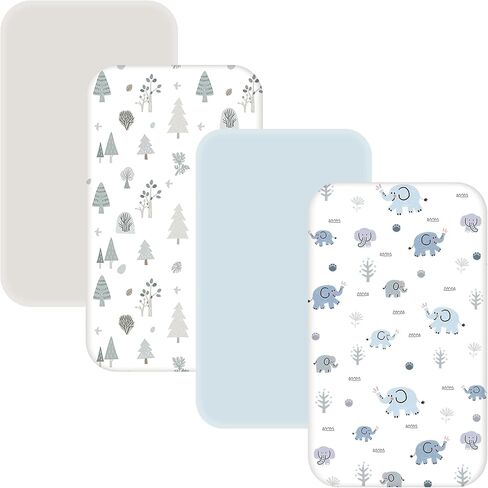 4 Pack Baby Bassinet Sheets - 33"x20" Bedside Bassinet Sheets Compatible with Baby Delight, Angelbliss, Maxi-COSI, and Most Bedside Sleeper, Soft Neutral Bassinet Fitted Sheets for Boys and Girls in Saudi Arabia