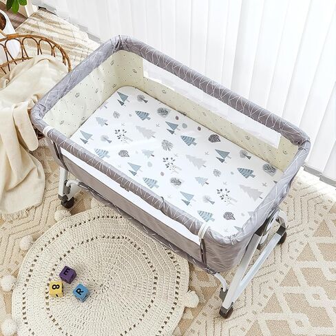 4 Pack Baby Bassinet Sheets - 33"x20" Bedside Bassinet Sheets Compatible with Baby Delight, Angelbliss, Maxi-COSI, and Most Bedside Sleeper, Soft Neutral Bassinet Fitted Sheets for Boys and Girls in Saudi Arabia