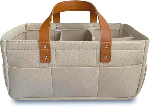 PILPOC KC Diaper Caddy Baby Organizer Cart for Nursery, Car Diaper Caddy for Baby Boy/Girl, Baby Bath Storage/Shower Basket Gift for Changing Table with Handle Lid, Diaper Holder Grey in Saudi Arabia