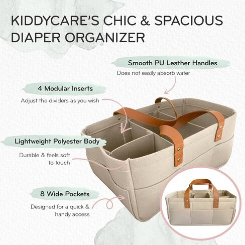 PILPOC KC Diaper Caddy Baby Organizer Cart for Nursery, Car Diaper Caddy for Baby Boy/Girl, Baby Bath Storage/Shower Basket Gift for Changing Table with Handle Lid, Diaper Holder Grey in Saudi Arabia