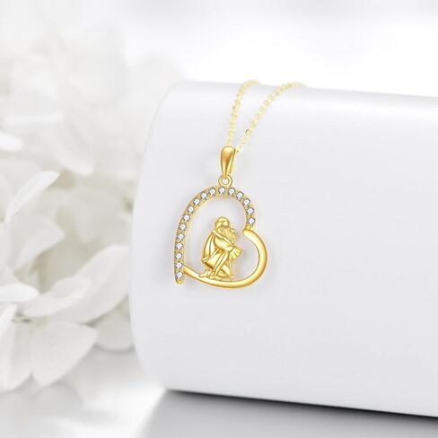 Dovran 14k الصلبة الصلبة الذهب الأب ابنة الابنة قلادة قلادة هدايا مجوهرات ذهبية حقيقية لها ل 16 "-18" in Saudi Arabia