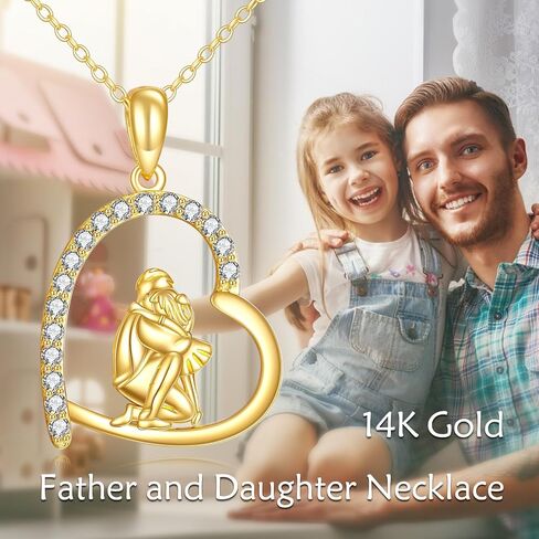 Dovran 14k الصلبة الصلبة الذهب الأب ابنة الابنة قلادة قلادة هدايا مجوهرات ذهبية حقيقية لها ل 16 "-18" in Saudi Arabia