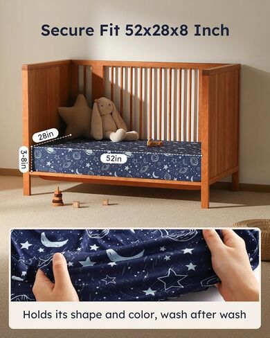 Unnivoll Baby Crib Sheets for Boys Girls, 28x52x8in Fitted Crib Sheet Neutral 3 Pack for Standard Crib and Toddler Mattress, Breathable Soft Microfiber Baby Sheet Blue Gray Planet in Saudi Arabia