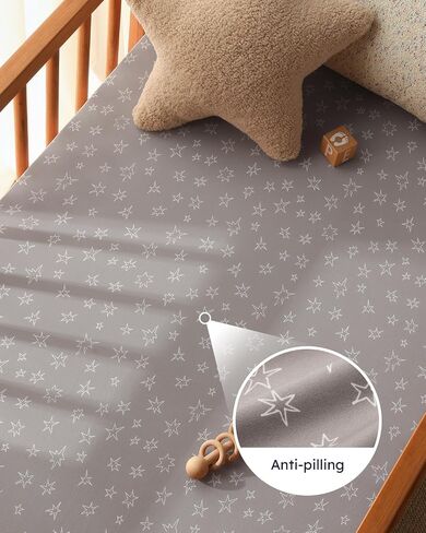 Unnivoll Baby Crib Sheets for Boys Girls, 28x52x8in Fitted Crib Sheet Neutral 3 Pack for Standard Crib and Toddler Mattress, Breathable Soft Microfiber Baby Sheet Blue Gray Planet in Saudi Arabia