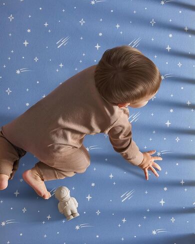 Unnivoll Baby Crib Sheets for Boys Girls, 28x52x8in Fitted Crib Sheet Neutral 3 Pack for Standard Crib and Toddler Mattress, Breathable Soft Microfiber Baby Sheet Blue Gray Planet in Saudi Arabia