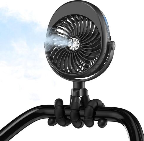 COMLIFE Misting Baby Stroller Fan, 270° & 360° Pivoting Portable Fan, Battery Operated USB Fan, Handheld Misting Fan, with Flexible Tripod Clip on Car Seat Crib Bike Treadmill Bunk Bed in Kuwait