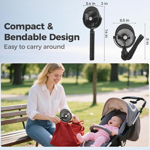 COMLIFE Misting Baby Stroller Fan, 270° & 360° Pivoting Portable Fan, Battery Operated USB Fan, Handheld Misting Fan, with Flexible Tripod Clip on Car Seat Crib Bike Treadmill Bunk Bed in Kuwait