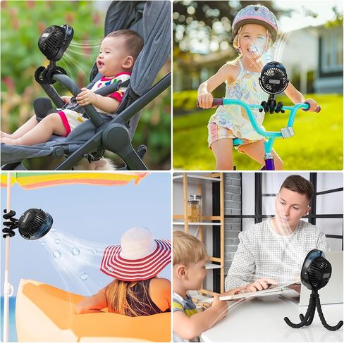 COMLIFE Misting Baby Stroller Fan, 270° & 360° Pivoting Portable Fan, Battery Operated USB Fan, Handheld Misting Fan, with Flexible Tripod Clip on Car Seat Crib Bike Treadmill Bunk Bed in Kuwait
