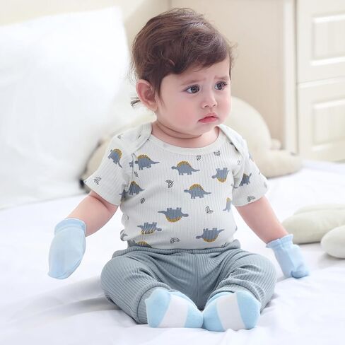 Ruliby Baby Bodysuit Ribbed Romper 5-pcs Soft Unisex Boy Girl Outfit Clothes Set 0-12 momth in Saudi Arabia