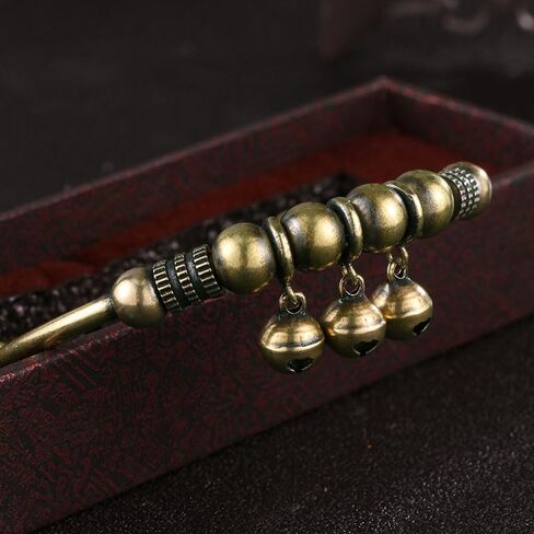 2Pcs Vintage Copper Retro Bell Bracelet Intricately Crafted with Timeless Design Adjustable Push-Pull Mechanism for Men Women in Saudi Arabia