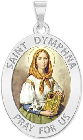Picturesongold.com Saint Dymphna الميدالية الدينية - 2/3 × 3/4 بوصة من النيكل ، الفضة الاسترليني in Saudi Arabia