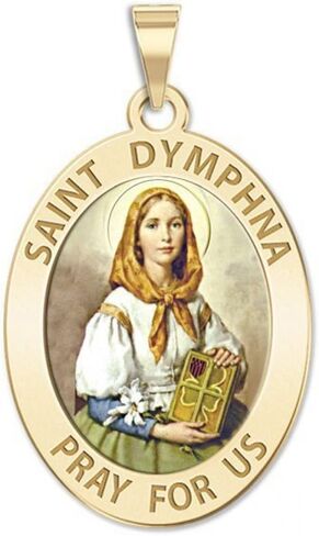 Picturesongold.com Saint Dymphna الميدالية الدينية - 2/3 × 3/4 بوصة من النيكل ، الفضة الاسترليني in Saudi Arabia