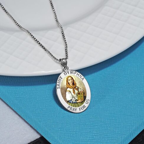 Picturesongold.com Saint Dymphna الميدالية الدينية - 2/3 × 3/4 بوصة من النيكل ، الفضة الاسترليني in Saudi Arabia