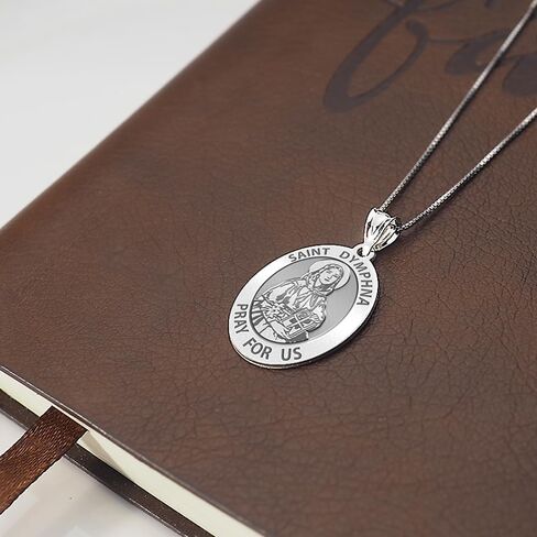 Picturesongold.com Saint Dymphna الميدالية الدينية - 2/3 × 3/4 بوصة من النيكل ، الفضة الاسترليني in Saudi Arabia