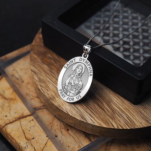 Picturesongold.com Saint Dymphna الميدالية الدينية - 2/3 × 3/4 بوصة من النيكل ، الفضة الاسترليني in Saudi Arabia