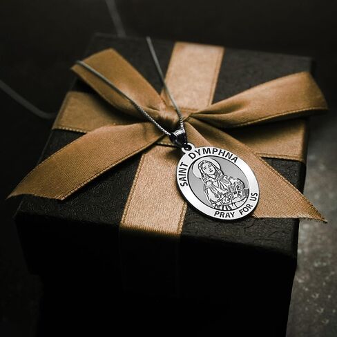Picturesongold.com Saint Dymphna الميدالية الدينية - 2/3 × 3/4 بوصة من النيكل ، الفضة الاسترليني in Saudi Arabia